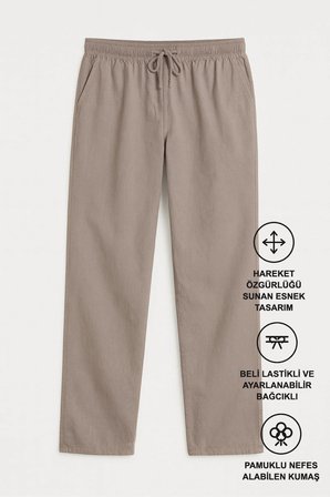 Defy Erkek Rahat Kalıp Keten Görünümlü Pantolon
