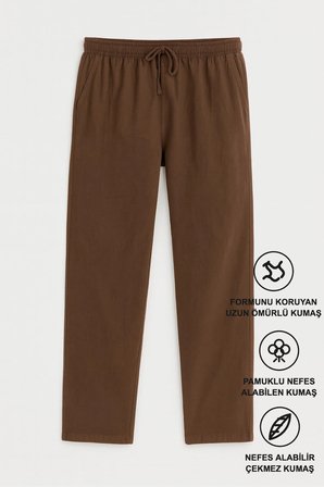 Defy Erkek Rahat Kalıp Keten Görünümlü Pantolon