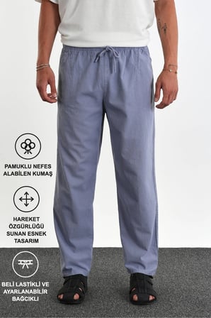 Defy Erkek Rahat Kalıp Keten Görünümlü Pantolon