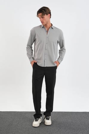 Infinity Erkek Comfort Fit Gömlek Gri
