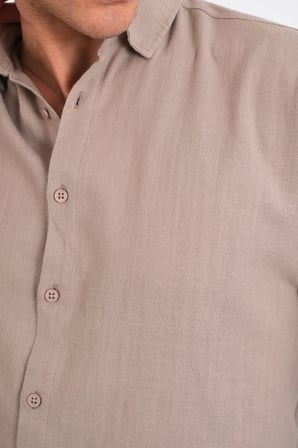 Comforted Erkek Oversize Pamuk Gömlek Toprak