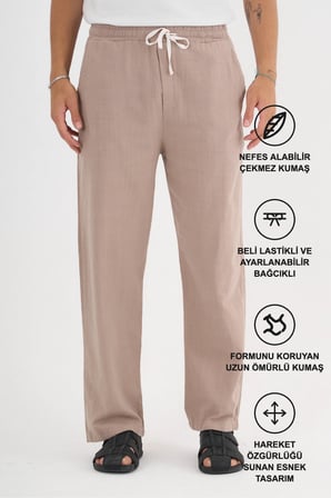 Comforted Erkek Keten Görünüm Rahat Pantolon Bol Paça Yeni Sezon