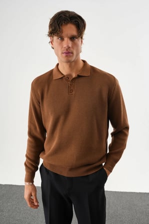 Holt Oversize Triko Uzun Kollu Kazak Kahve
