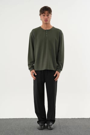 TAREN Oversize Erkek Kışlık Düğmeli Sweatshirt