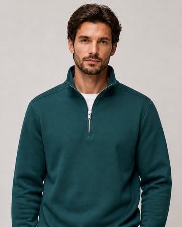 Runi Basic Regular Fit Pamuklu Kışlık Sweatshirt Nefti
