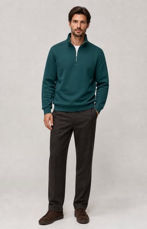 Runi Basic Regular Fit Pamuklu Kışlık Sweatshirt Nefti