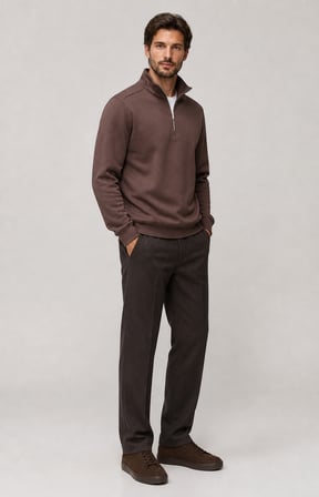 Runi Basic Regular Fit Pamuklu Kışlık Sweatshirt Kahve