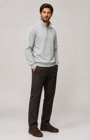 Runi Basic Regular Fit Pamuklu Kışlık Sweatshirt Gri