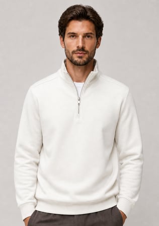 Runi Basic Regular Fit Pamuklu Kışlık Sweatshirt Beyaz