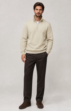 Runi Basic Regular Fit Pamuklu Kışlık Sweatshirt Bej