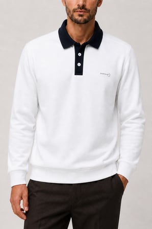 Snap Erkek Regular Fit Düğmeli Kışlık Sweatshirt Beyaz
