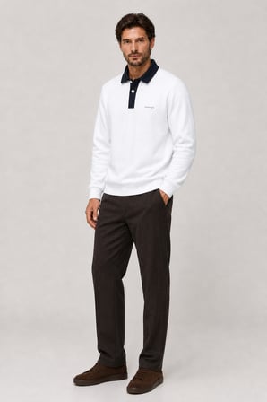 Snap Erkek Regular Fit Düğmeli Kışlık Sweatshirt Beyaz