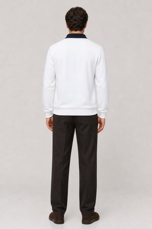Snap Erkek Regular Fit Düğmeli Kışlık Sweatshirt Beyaz