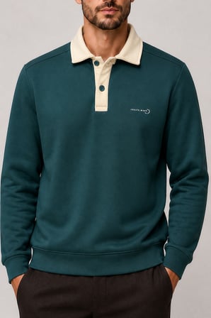 Snap Erkek Regular Fit Düğmeli Kışlık Sweatshirt Nefti