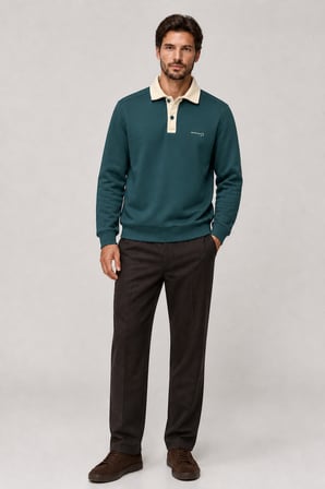 Snap Erkek Regular Fit Düğmeli Kışlık Sweatshirt Nefti