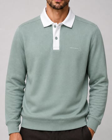 Snap Erkek Regular Fit Düğmeli Kışlık Sweatshirt Mint