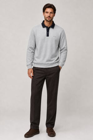 Snap Erkek Regular Fit Düğmeli Kışlık Sweatshirt Gri