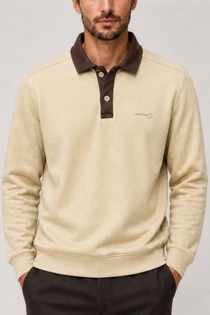 Snap Erkek Regular Fit Düğmeli Kışlık Sweatshirt Bej