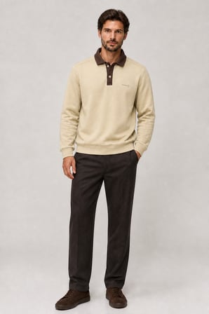 Snap Erkek Regular Fit Düğmeli Kışlık Sweatshirt Bej