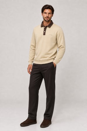 Snap Erkek Regular Fit Düğmeli Kışlık Sweatshirt Bej