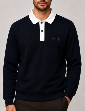 Snap Erkek Regular Fit Düğmeli Kışlık Sweatshirt Siyah