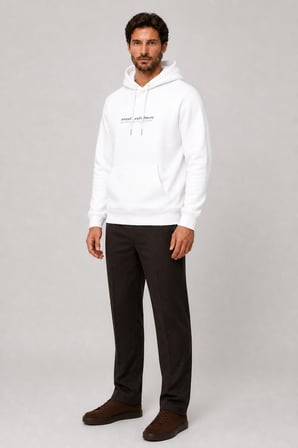 Consume Erkek Regular Fit Kapüşonlu Sweatshirt Beyaz