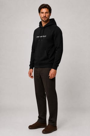 Consume Erkek Regular Fit Kapüşonlu Sweatshirt Siyah