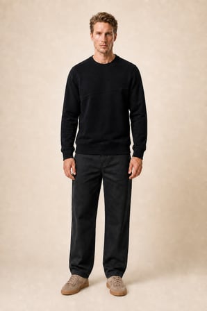 Lines Regular Fit Kışlık Sweatshirt Siyah