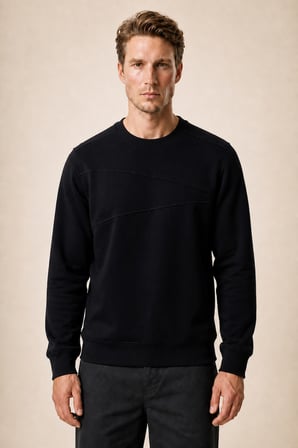Lines Regular Fit Kışlık Sweatshirt Siyah