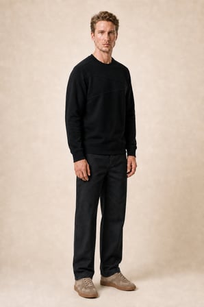 Lines Regular Fit Kışlık Sweatshirt Siyah