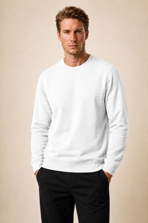 Lines Regular Fit Kışlık Sweatshirt Beyaz