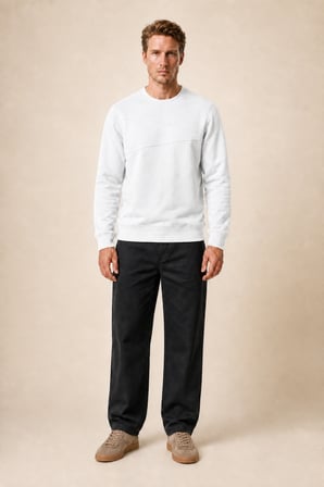 Lines Regular Fit Kışlık Sweatshirt Beyaz