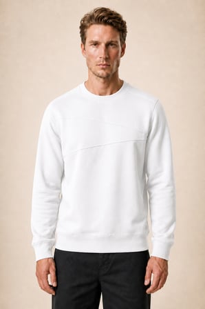 Lines Regular Fit Kışlık Sweatshirt Beyaz