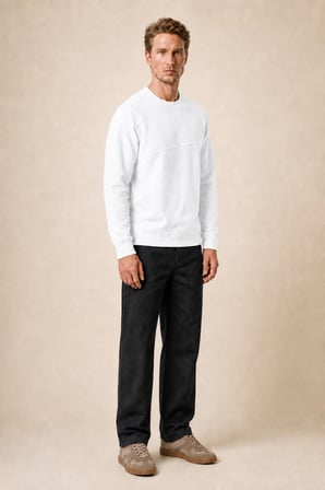 Lines Regular Fit Kışlık Sweatshirt Beyaz
