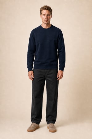 Lines Regular Fit Kışlık Sweatshirt Lacivert