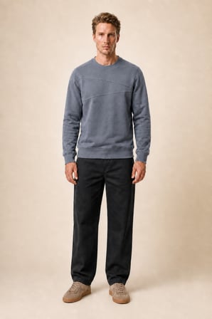 Lines Regular Fit Kışlık Sweatshirt Füme