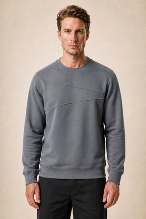 Lines Regular Fit Kışlık Sweatshirt Füme