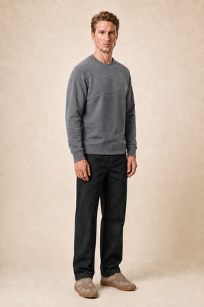 Lines Regular Fit Kışlık Sweatshirt Füme