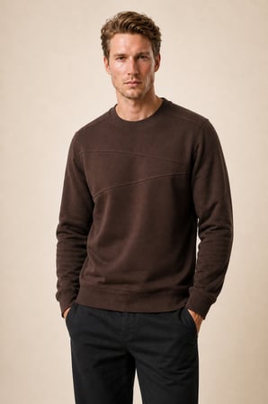 Lines Regular Fit Kışlık Sweatshirt Kahve