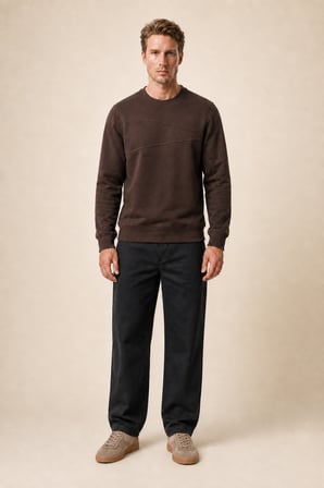 Lines Regular Fit Kışlık Sweatshirt Kahve