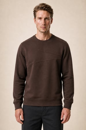 Lines Regular Fit Kışlık Sweatshirt Kahve