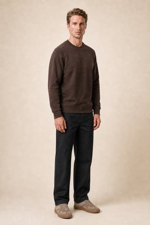 Lines Regular Fit Kışlık Sweatshirt Kahve