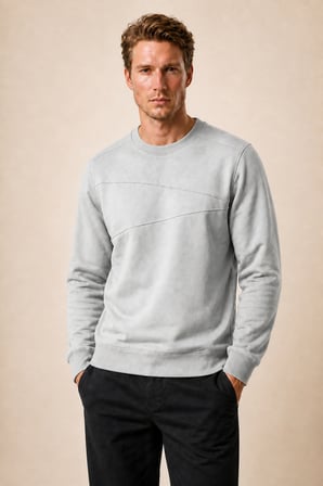 lines regular fit kışlık sweatshirt gri