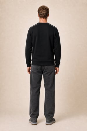 Qwen Bisiklet Yaka Regular Fit Kışlık Sweatshirt Siyah