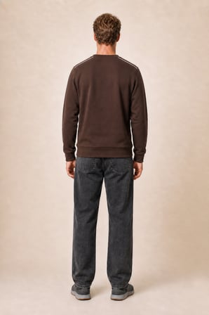 Qwen Bisiklet Yaka Regular Fit Kışlık Sweatshirt Kahve