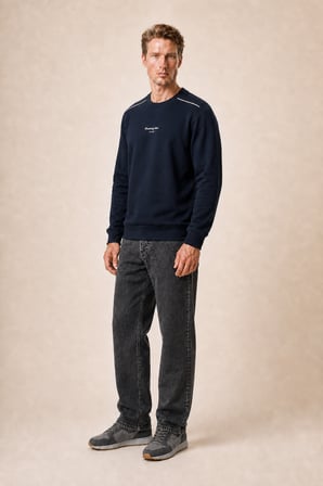 Qwen Bisiklet Yaka Regular Fit Kışlık Sweatshirt Lacivert