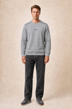 Qwen Bisiklet Yaka Regular Fit Kışlık Sweatshirt Füme