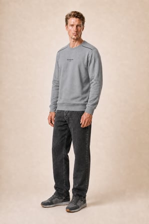 Qwen Bisiklet Yaka Regular Fit Kışlık Sweatshirt Füme
