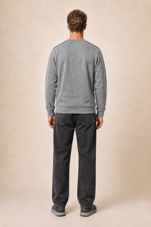 Qwen Bisiklet Yaka Regular Fit Kışlık Sweatshirt Füme