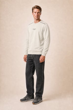 Qwen Bisiklet Yaka Regular Fit Kışlık Sweatshirt Taş
